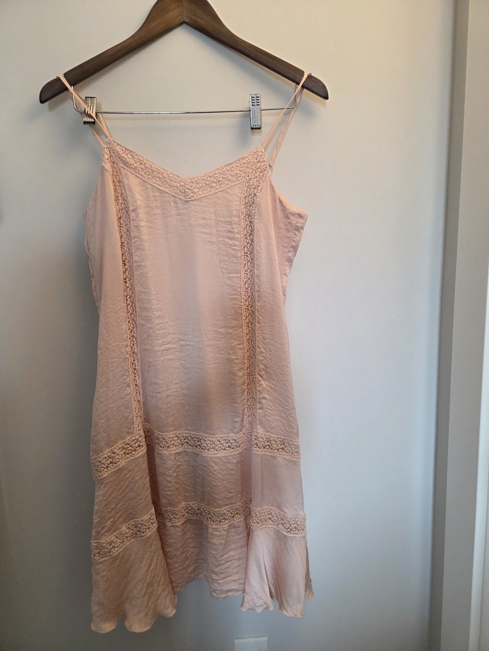 Vero Moda Blush Pink Lace-Trim Mini Slip Dress